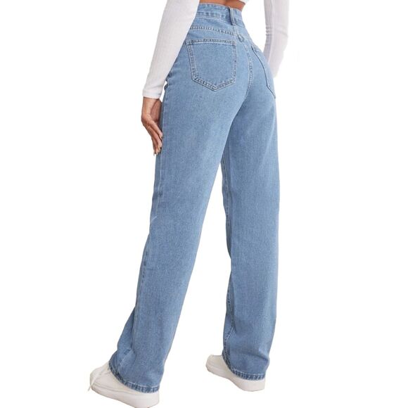 High Waisted Straight Leg Light Wash Jeans Women's Size 8/10 - Picture 5 of 7